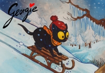 Georgie on a sleigh