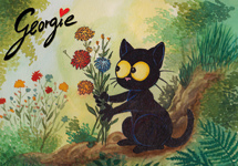 carte postale montrant Georgie avec des fleurs